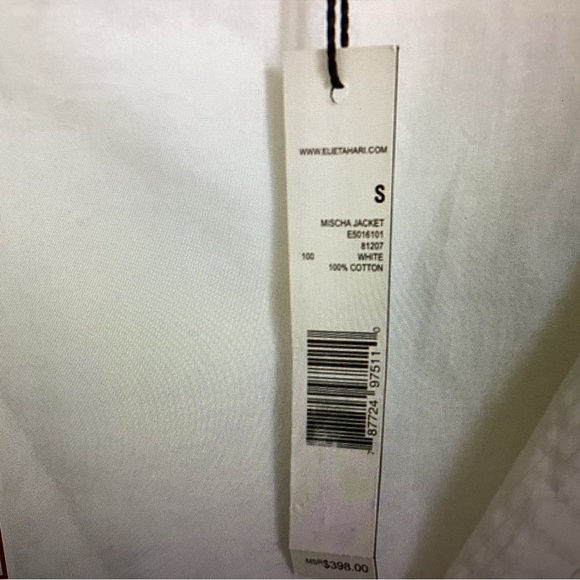 Elie Tahari white Mischa jacket Size Small 100% cotton no belt NWT - Picture 7 of 15
